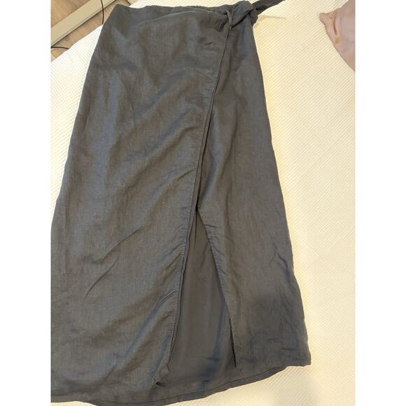 DISSH Hallie Linen Midi Wrap Skirt Black US 10 - Picture 12 of 12